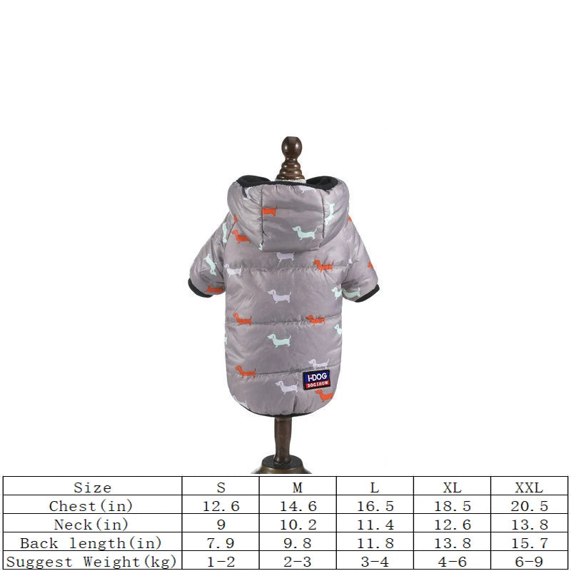 Hot Printed Cotton Down Jacket Autumn Winter Clothes For Dogs With Leash Ring Thicken Hoodie For Small Medium Dogs Puppy