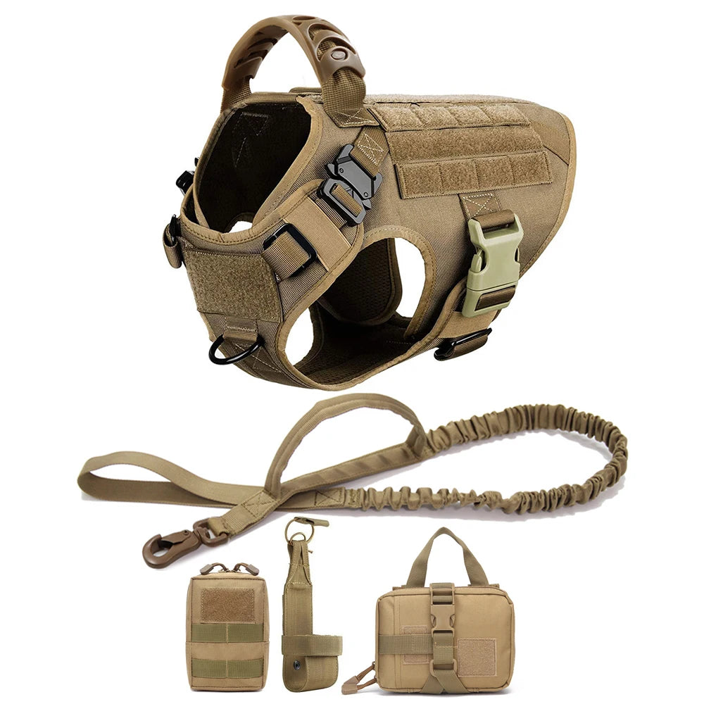 Military Dog Harness Leash Bags Set Pet Tactical Vest Harnesses Walking Training Hunting For Large Dogs German Shepherd