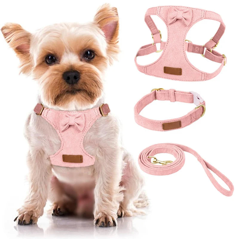 Small Dog Harness Collar and Leash Set, No Chock No Pull Soft Mesh Adjustable Dog Vest Harnesses for for Puppy Small Dogs