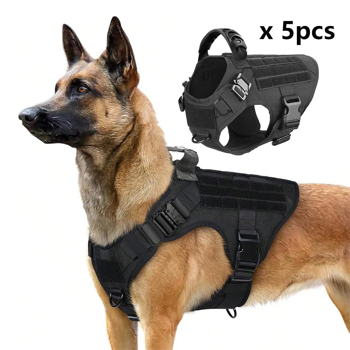 5Pcs Large Dog Harnesses Pet German Shepherd Malinois Training Walking Vests Dog Harness For Medium Large Dogs Accessories