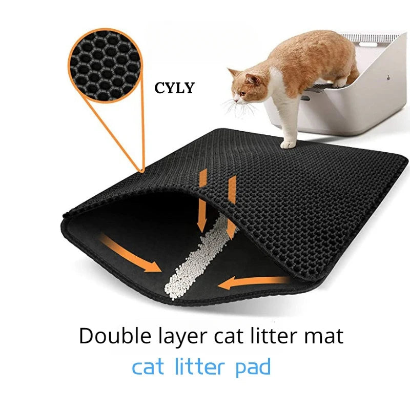 Double layer cat litter mat ，Wear-resistant, Waterproof, Non-Slip sand cat pads，Pet litter box，Washable cat beds，Pet accessoires