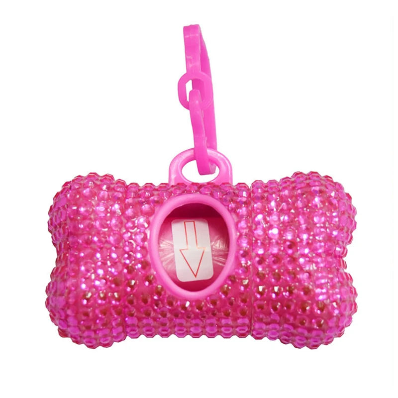 Mini Rhinestone Pet Garbage Bag Dispenser Dog Poop Garbage Stand Portable Cat Poop Storage Box Animals Articles Dog supplies