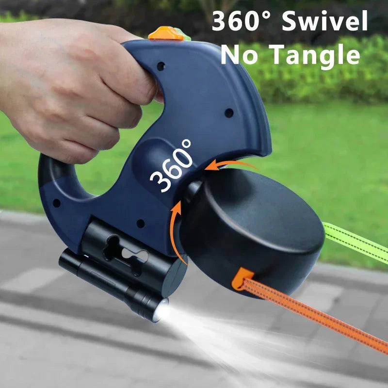Retractable Dual Doggie Leash with LED Light, 360 Swivel No Tangle for Each Dog Independent Braking with 3M Reflective Leads Dog