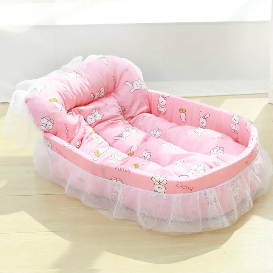 Pink Dog Bed for Small and Medium Dogs and Cats Princess Cat Couch with Washable Soft Fabric Cozy Snuggle Nest Design Ideal for