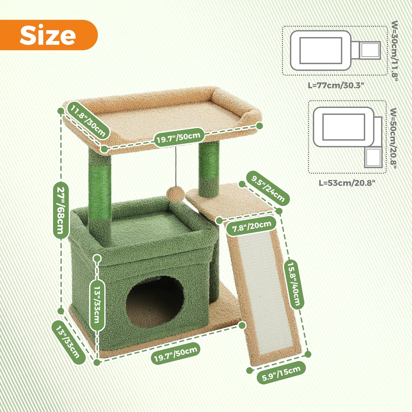 Small Cat Tree for Indoor Cat Tower with Sisal Scratching Post and Pad Wide Top Perch Large Cat Condo Cat Scratchers Cat Toys