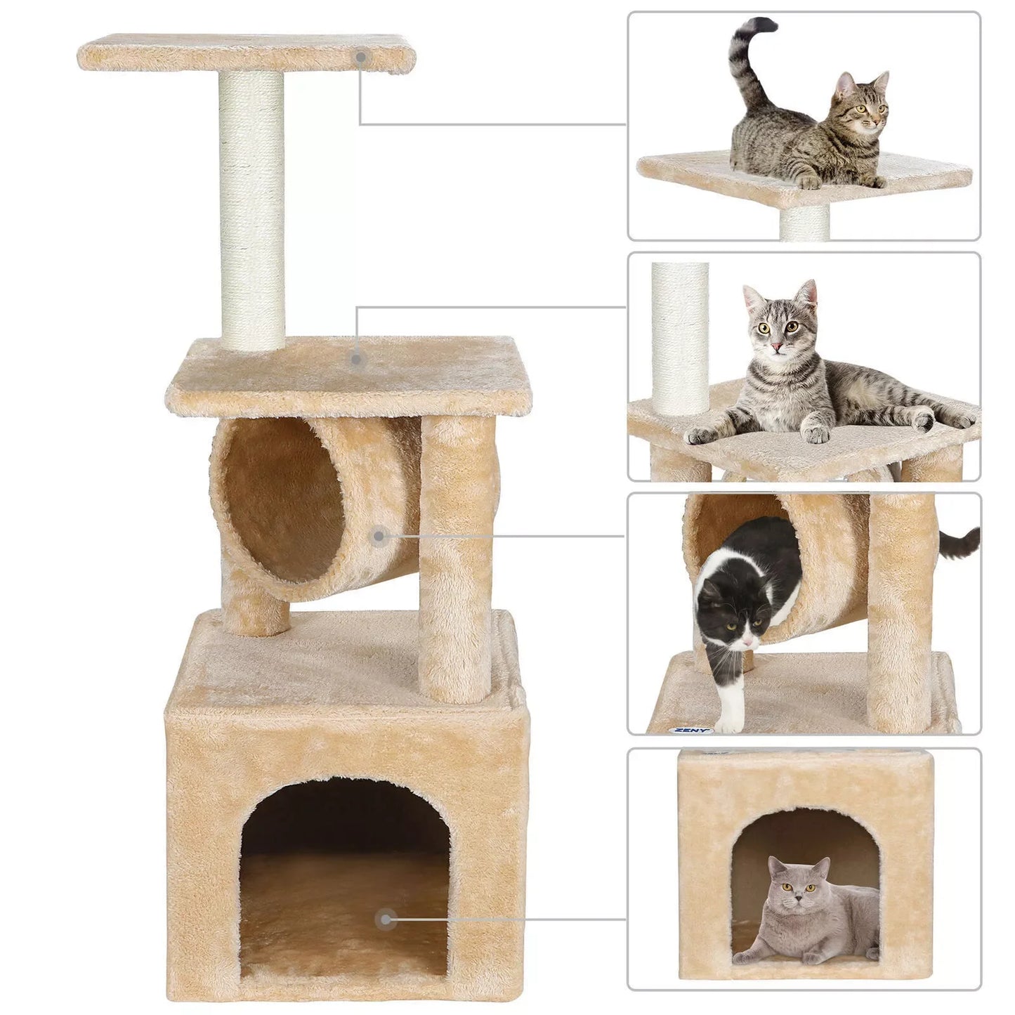 Cat Tree Condo Tower Cat Activity Center for Small Medium Cats Multiple Sizes
