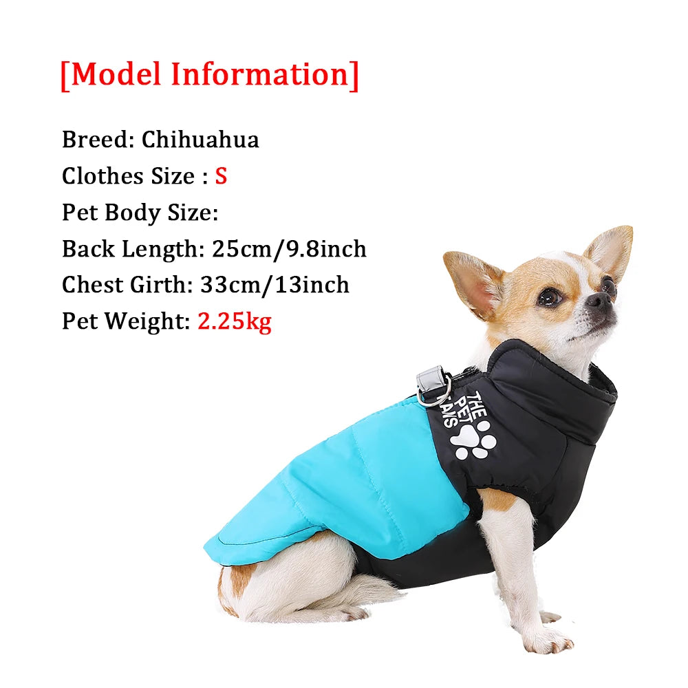 Warm Pet Clothing Winter Reflective Dog Costume Soft Windproof Zipper Jacket Coat With D-ring For Small Dog Chihuahua Labrador