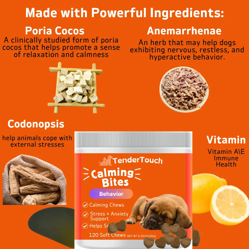 360 Chews - 3 Pack(3 x 180g/6.35oz) 540g/19.1oz - TenderTouch Calming for Dogs - Help Natural Dog Anxiety  for Everyday Stress