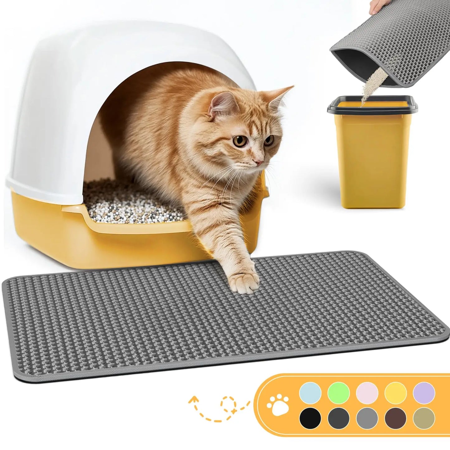 Gray Cat Litter Mat Wear-Resistant, Non-Slip, Sand-Proof And Waterproof For Cats Dogs, Can Be Cleaned Urine-Proof Trap