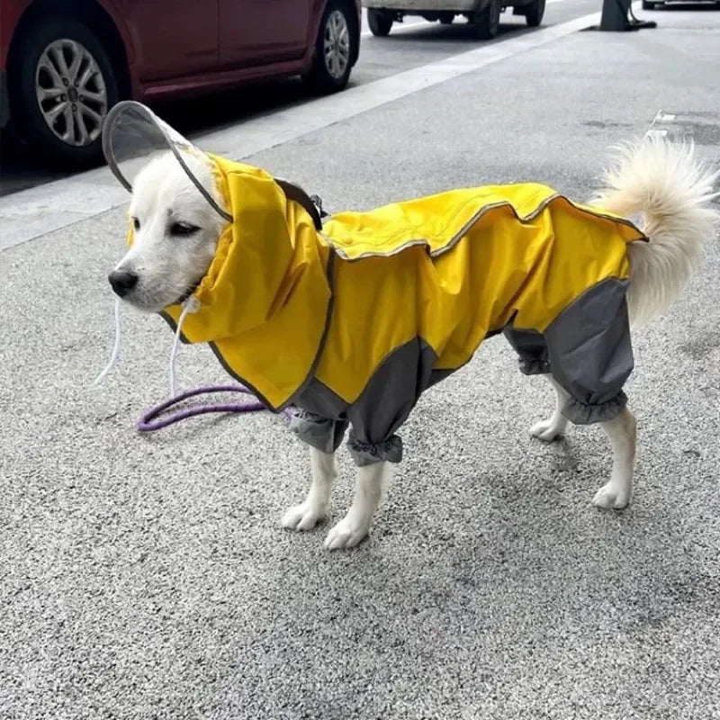 Waterproof Dog Raincoat Hoodie Jacket Rain Poncho Pet Rainwear Clothes Outdoor Golden Large Dogs Raincoat Pet Dog Clothing Coat