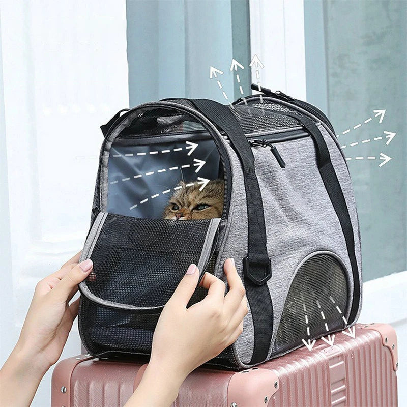 Cat Dog Carrier Soft-Sided Pet Travel Carrier Breathable Mesh Small Dog Cat Outdoor Tent Carrier Outgoing Pets Handbag