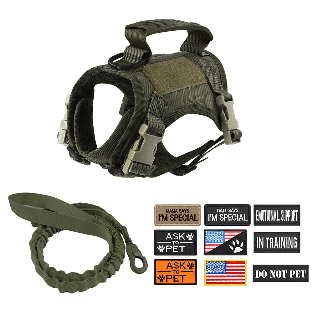 Tactical Cat Harness Leash with 9 Patches Small Dog Puppy Vest Straps with Handle Harnesses Training Adjustable Pet Accessories