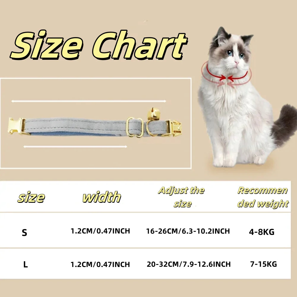 Customized Velvet Anti Lost Cute Bell Cat Collar Puppy Collar Light Luxury Fashion Good-Looking Pet Accessories Free Engraving