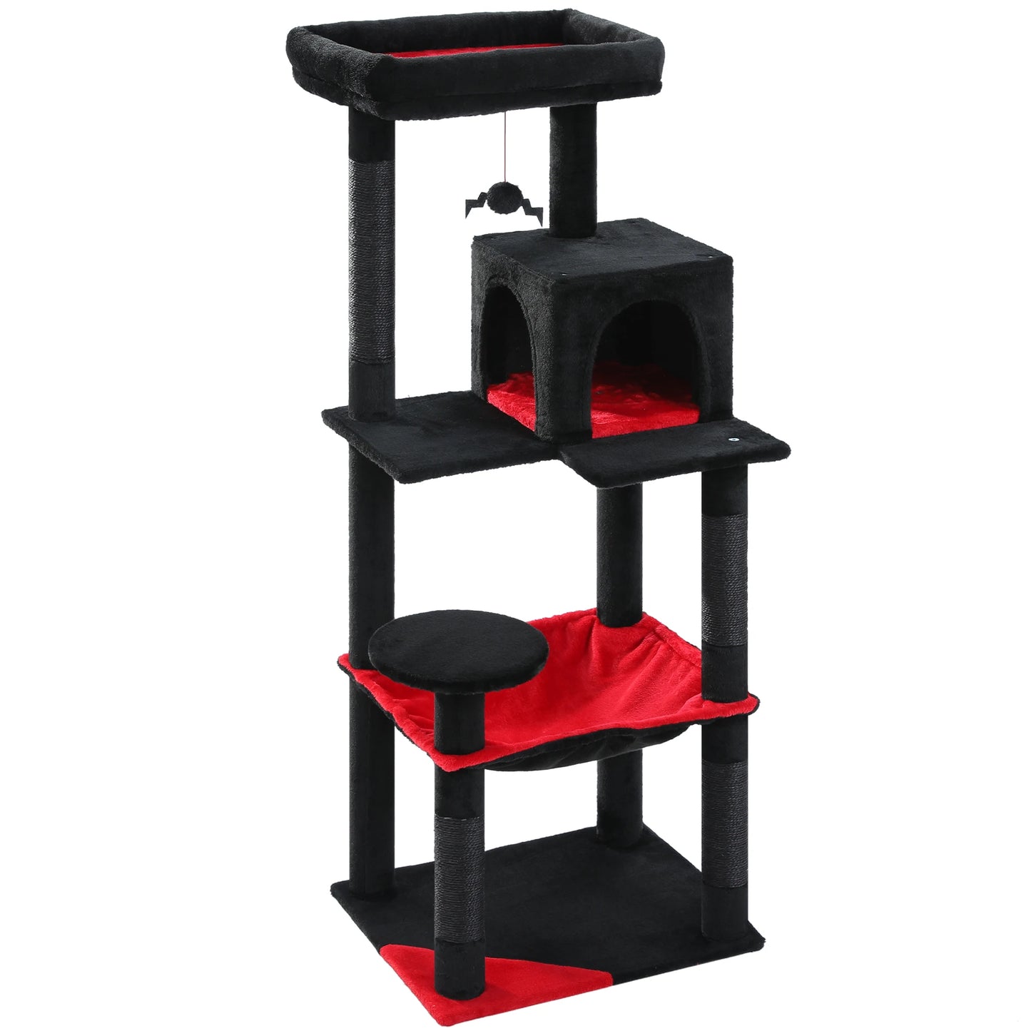 Environment&Cat-Friendly Gothic Cat Tree Suitable for 2-3Cats with Large Hammock,Sisal Scratch Posts ,Cozy Condo and Top Perch