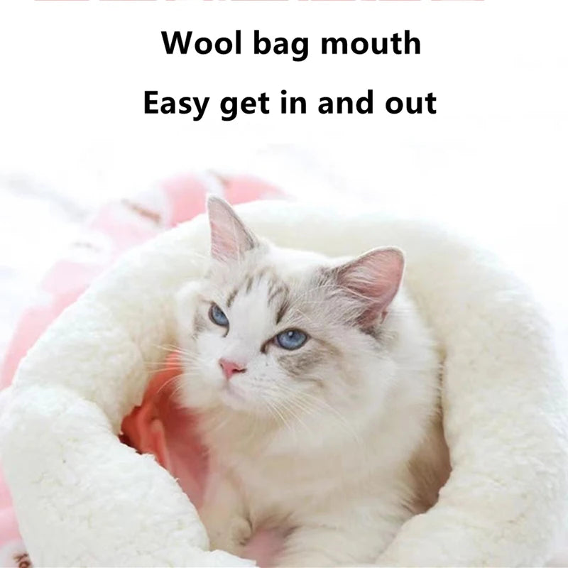 New Autumn and winter warm cat nest closed cat bed cute cat sleeping bag Christmas essential pet supplies