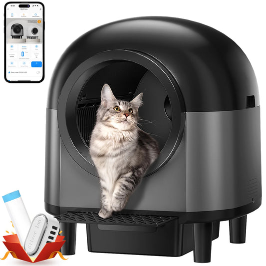 REDSASA Self Cleaning Automatic Cat Litter Box,110L Large Space Cat Smart Toilet with Stairs, Safety Protection, APP-Control