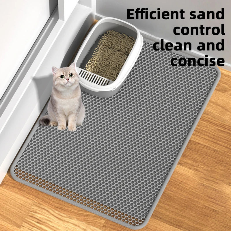 Gray Cat Litter Mat Wear-Resistant, Non-Slip, Sand-Proof And Waterproof For Cats Dogs, Can Be Cleaned Urine-Proof Trap