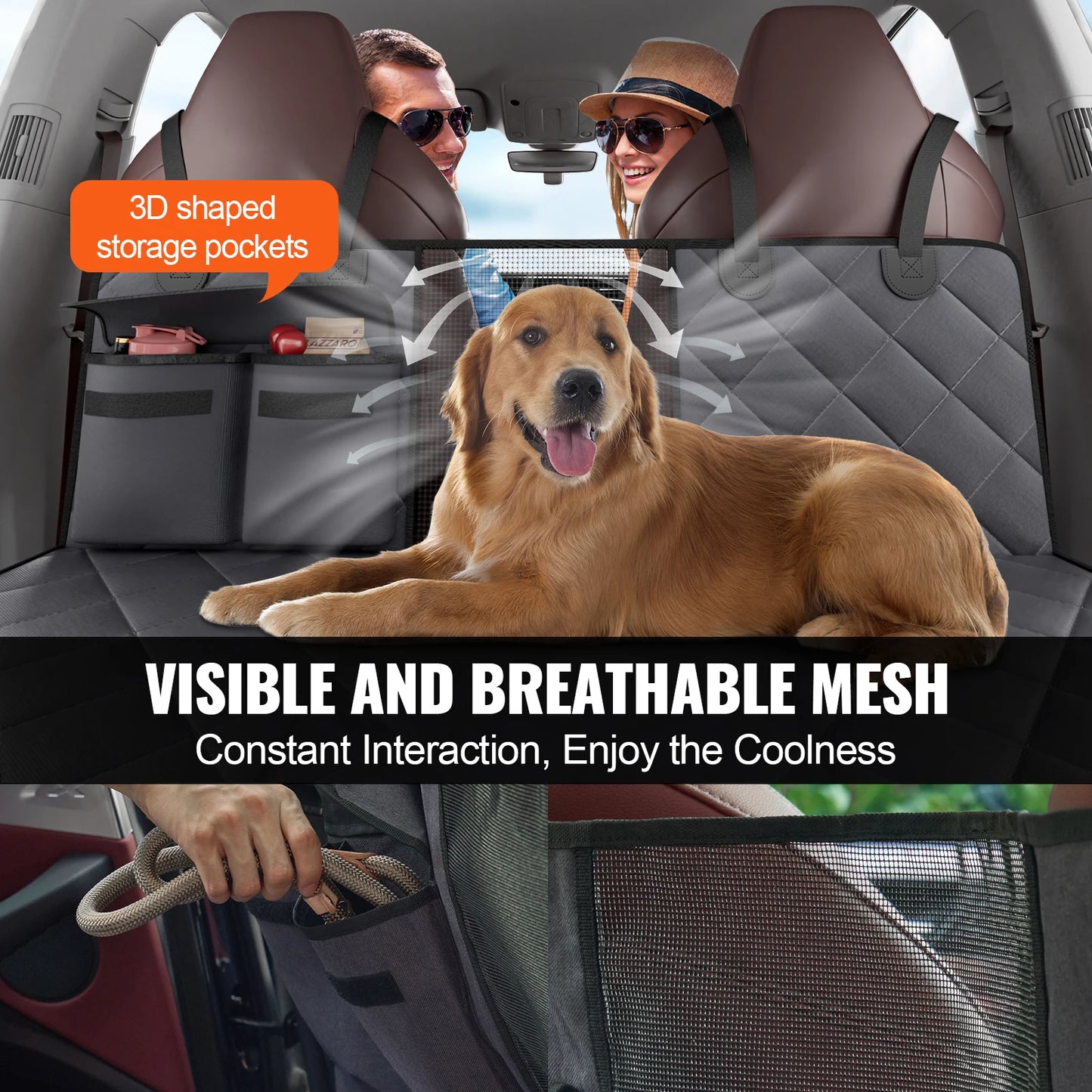 SucceBuy Back Seat Extender for Dogs Dog Hammock for Car Back seat Waterproof Hard Bottom Dog Car Seat Cover for Back Seat