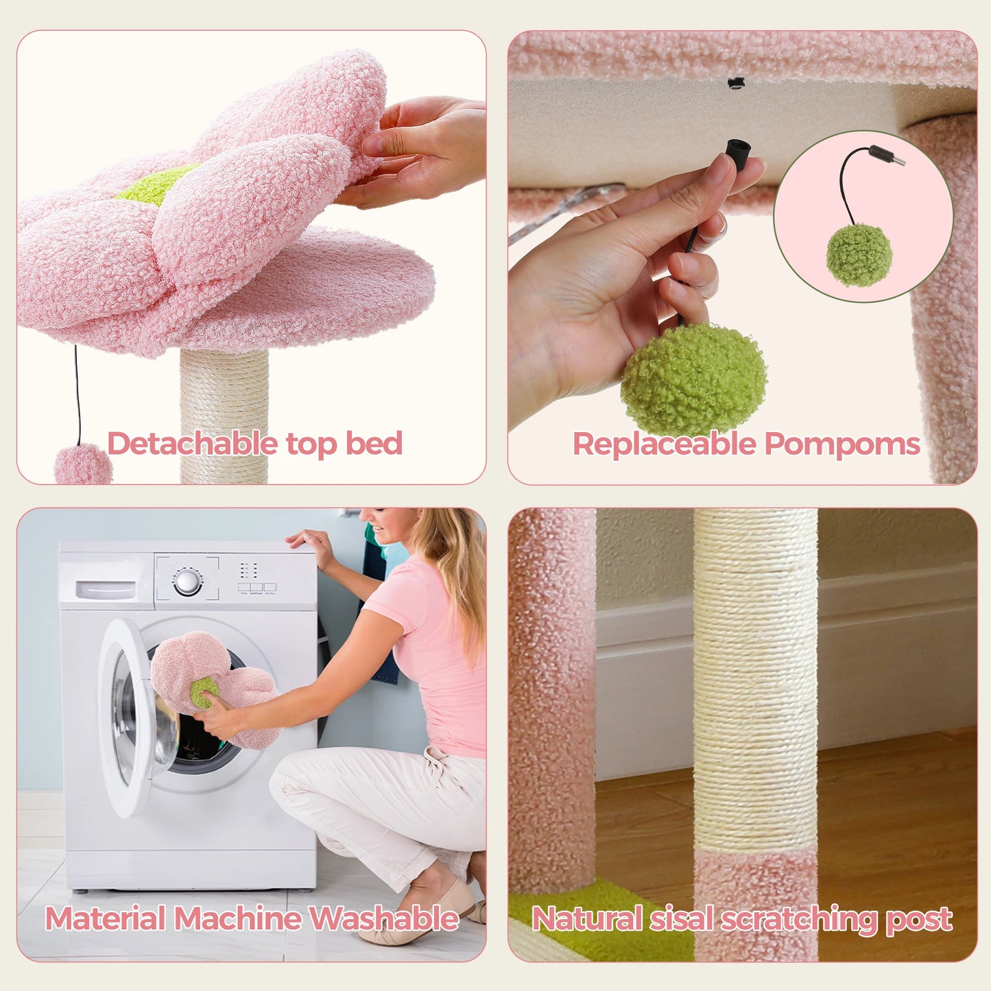 Tall Cat Tree for Large Cat Multi-Level Cactus Cat Tower for Indoor Cats Cat Condo with Large Hammock Scratching Post  2 Perches