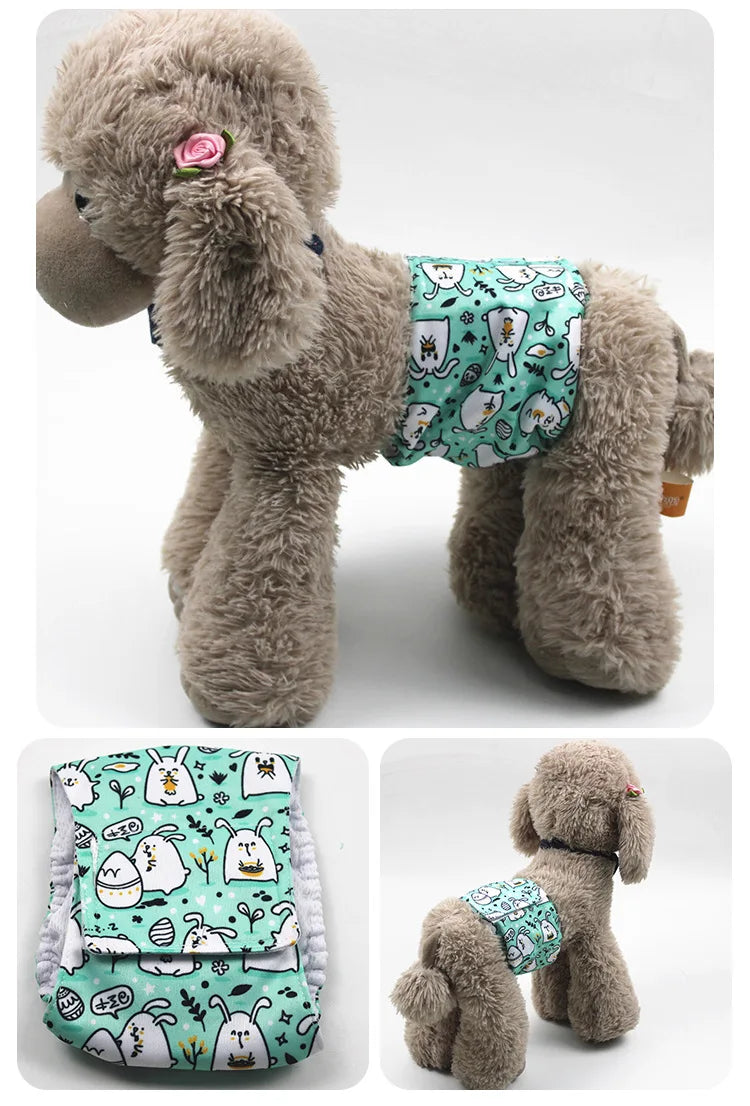 Cartoon Reusable Animals Pet Dog Male Dog Physiological Pant Adjustable Sanitary Underwear Belly Wrap Band Cotton Diaper Puppy
