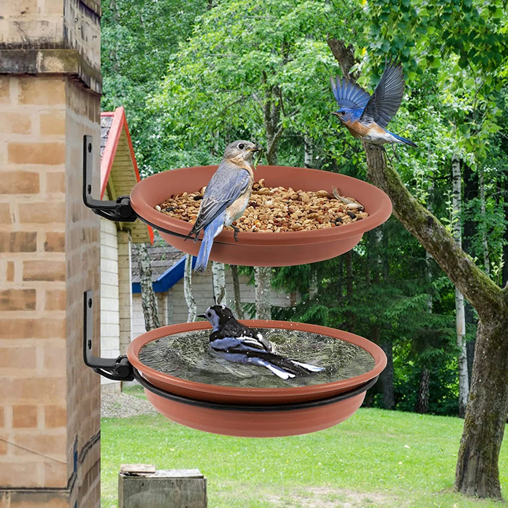 Bird Bath Spa Tray Weatherproof Bird Feeder Water Container Attracts Wild Birds Pet Supplies for Balcony Railing Garden