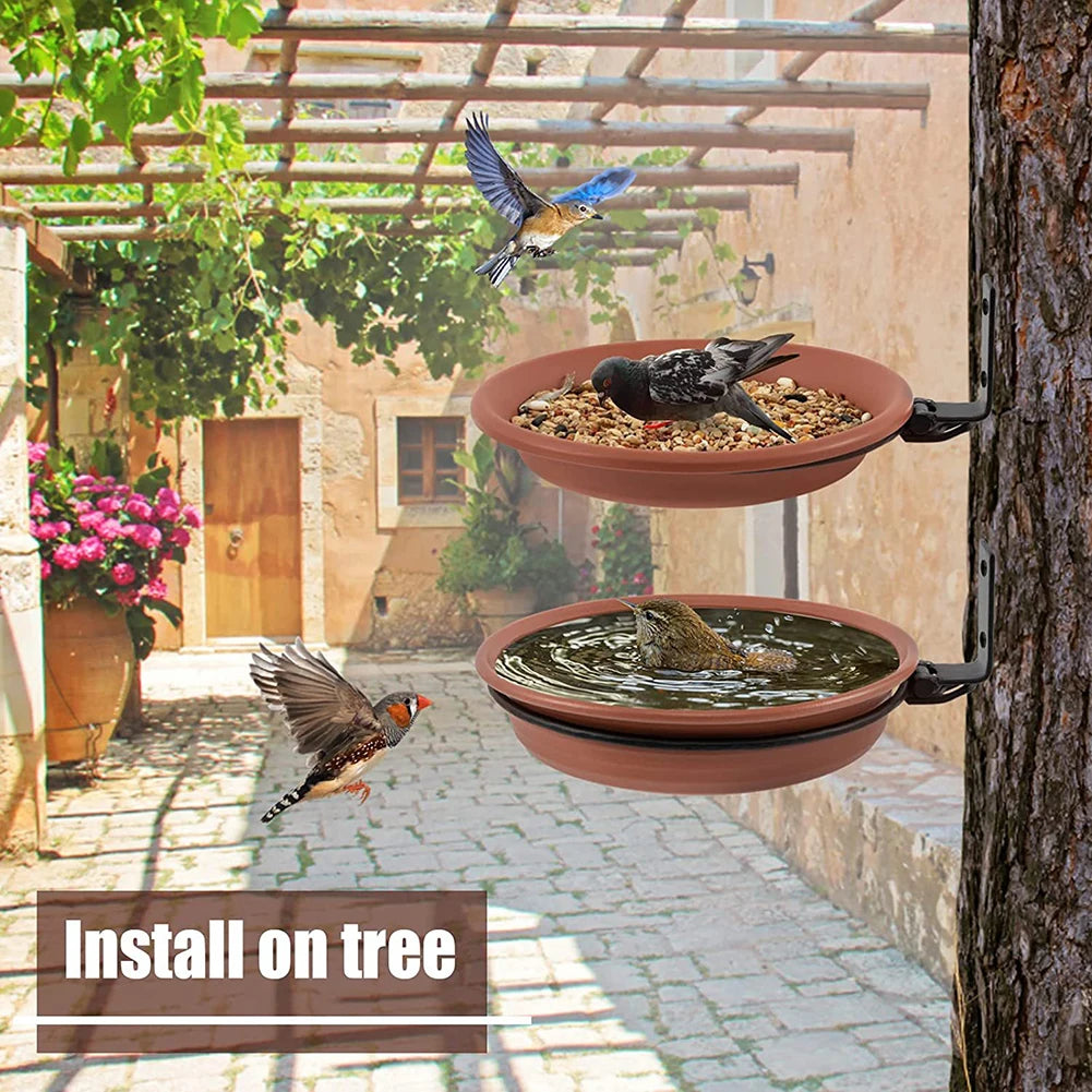 Bird Bath Spa Tray Weatherproof Bird Feeder Water Container Attracts Wild Birds Pet Supplies for Balcony Railing Garden
