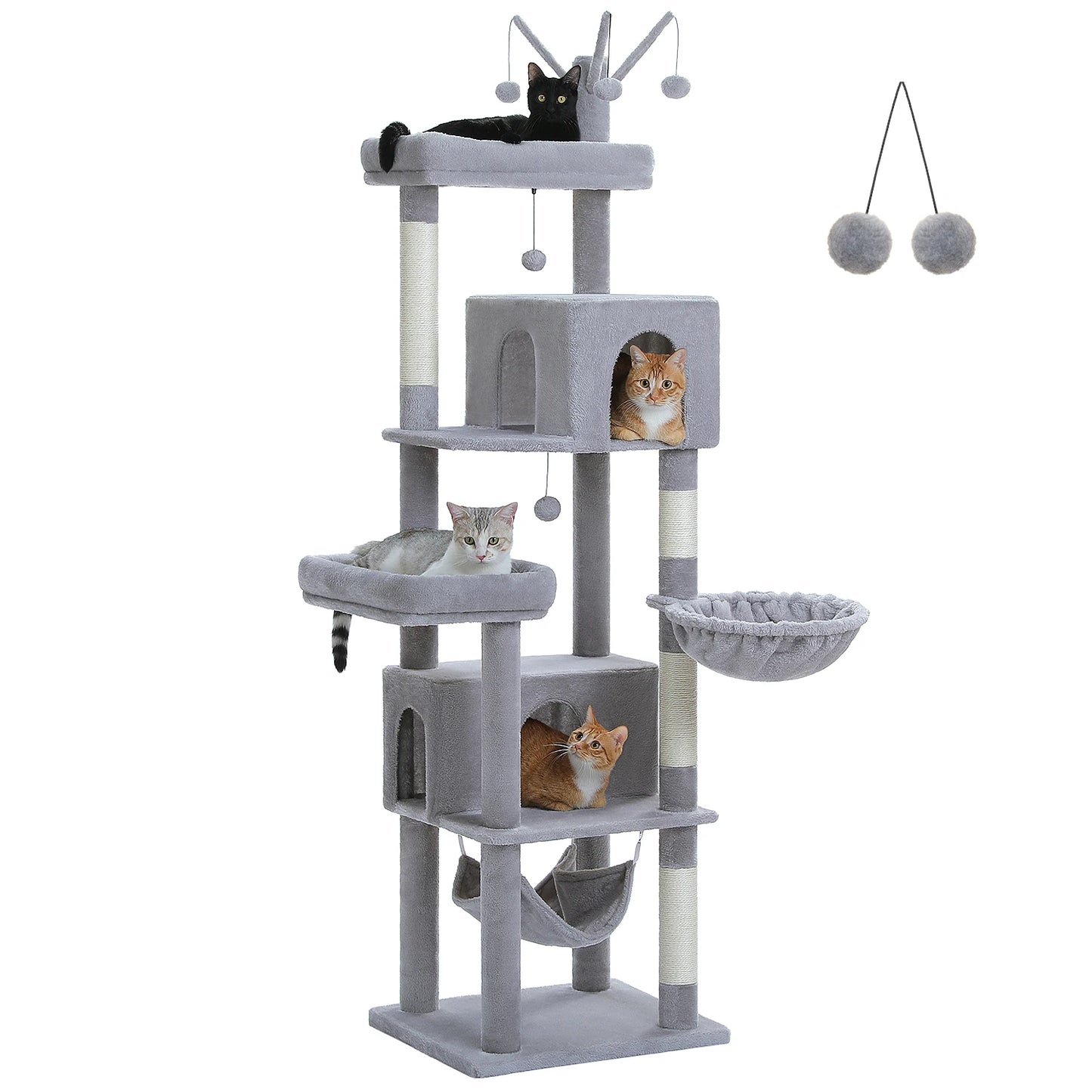 Multi-Level Cat Tree for Indoor Large Cat Tower with Scratching Posts Spacious Cat Condo Soft Top Perch Cat Furniture Cat Toys