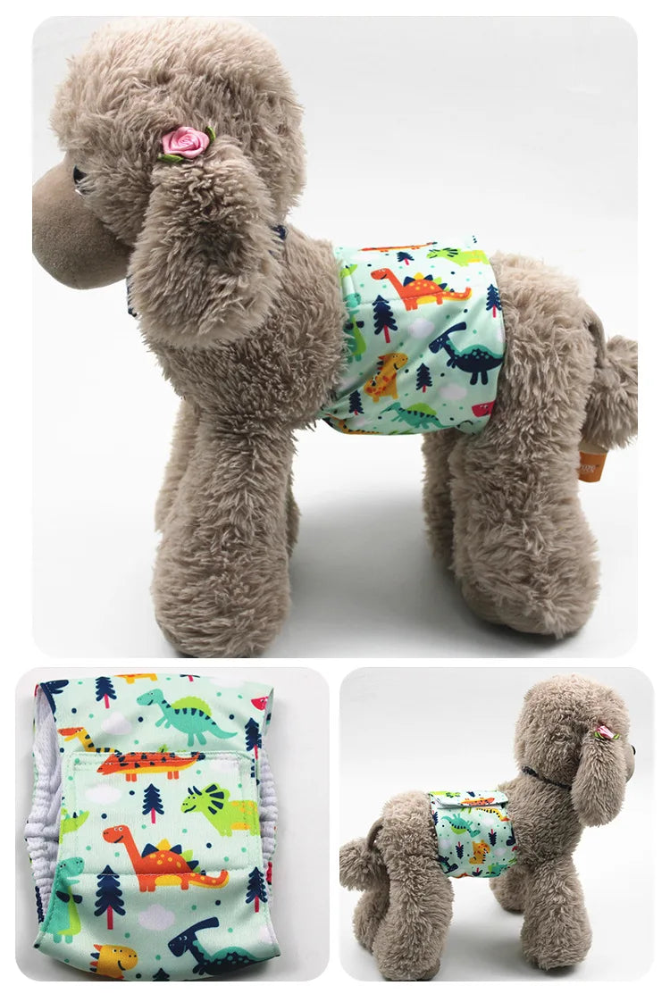 Cartoon Reusable Animals Pet Dog Male Dog Physiological Pant Adjustable Sanitary Underwear Belly Wrap Band Cotton Diaper Puppy