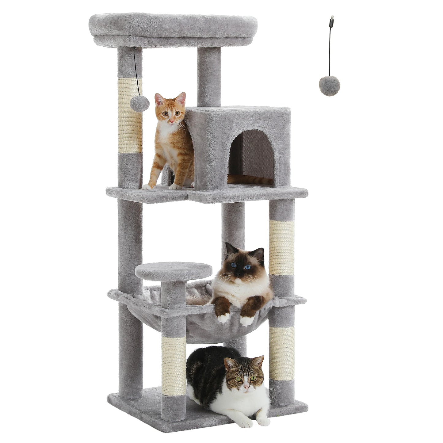 Multi-Level Cat Tree for Indoor, Large Cat Tower with Sisal Scratching Post, Large Condo, Cat Scratcher, Cat Toys, 6 Colors