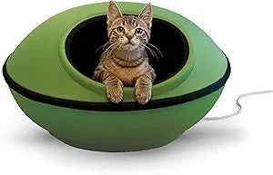 K&H Pet Products Heated Cat Bed for Large Cats, Thermo-Kitty Mod Dream Pod Heated Cat Cave Tent House Bed for Indoor, Warming, W