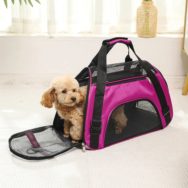 Cat Dog Carrier Soft-Sided Pet Travel Carrier Breathable Mesh Small Dog Cat Outdoor Tent Carrier Outgoing Pets Handbag