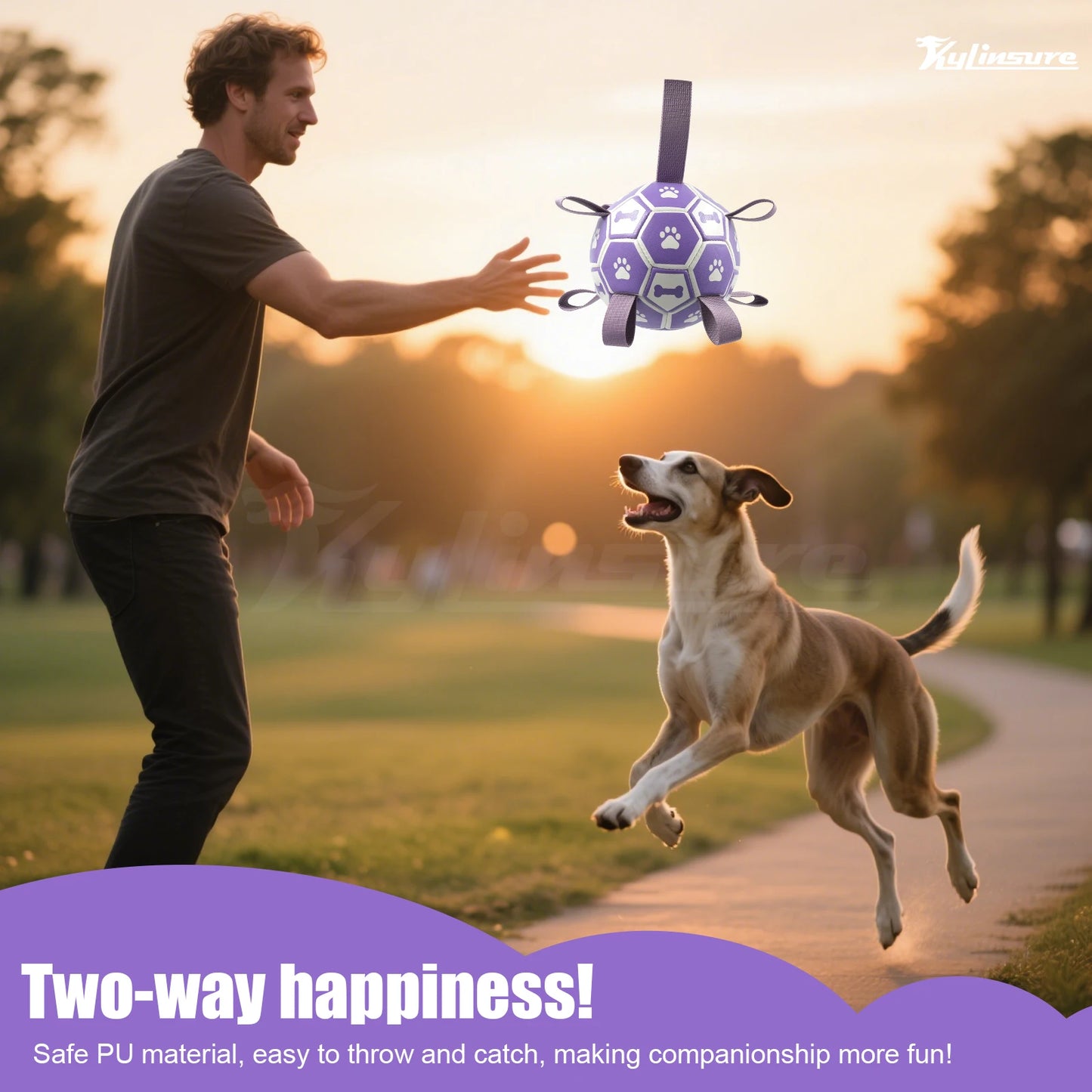 Dog Toys Soccer Ball with Straps, Interactive Dog Toys for Tug of War, Puppy Birthday Gifts, Water Toy, Durable Dogs Balls World