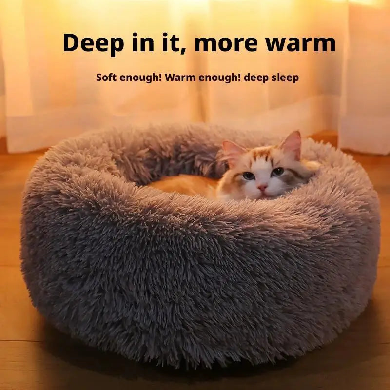 Home Plush Pet Nest Winter Cat Nest Dog Nest Warm Detachable and Washable Round Cat Nest Pet Bed Seasonal Universal Decoration