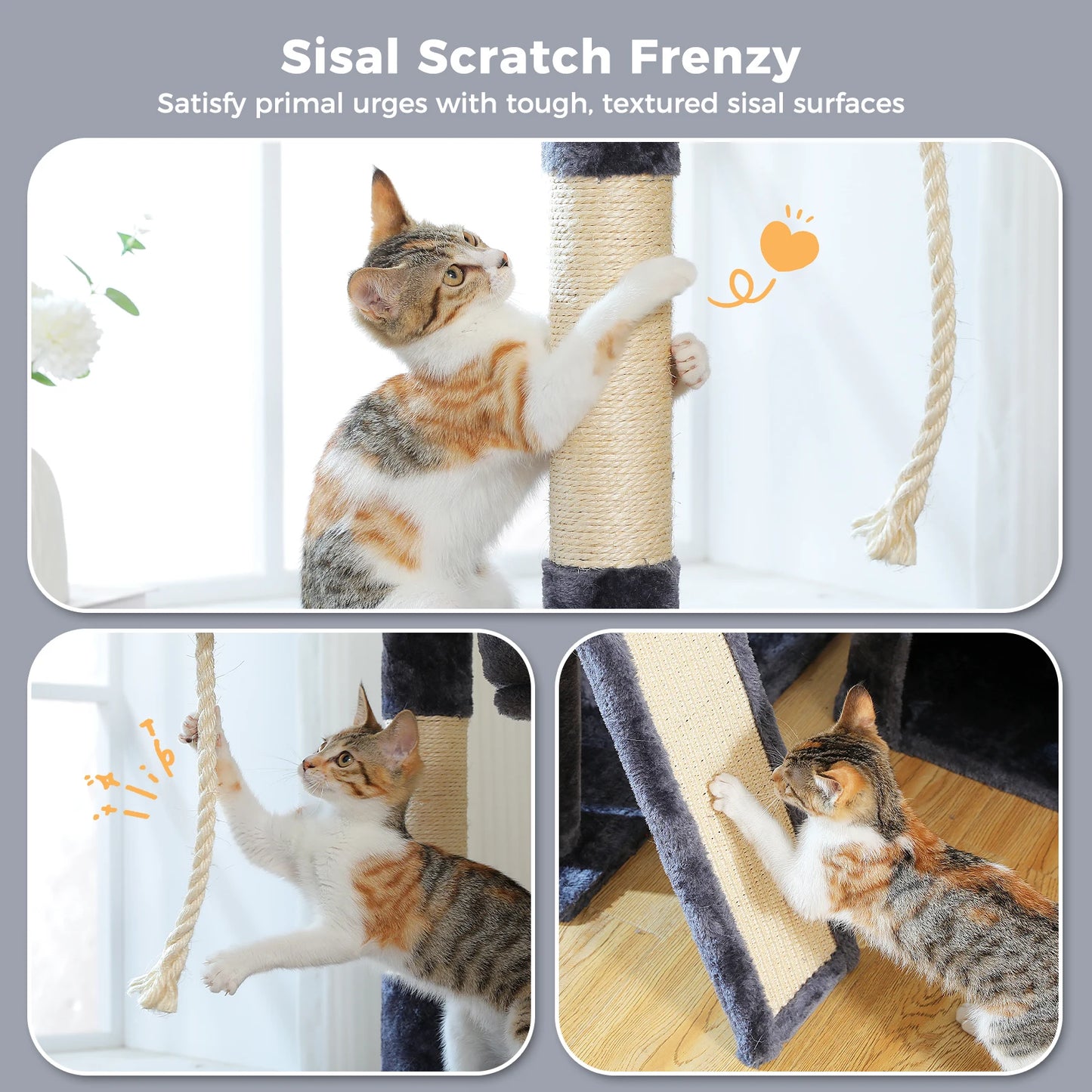 Multi-Level Cat Tree Tower with Sisal Scratching Posts and Pad Soft Top Perch Large Cat Condo for Indoor Cat Scratchers Cat Toys