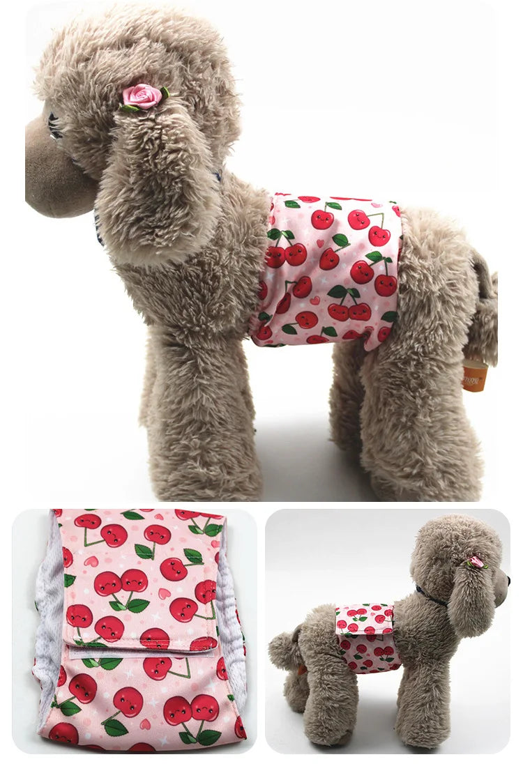 Cartoon Reusable Animals Pet Dog Male Dog Physiological Pant Adjustable Sanitary Underwear Belly Wrap Band Cotton Diaper Puppy