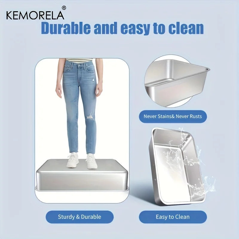 Super Large XL Stainless Steel Litter Box With Lid High Side Suitable For Large and Small Cats RemovableOdorIncluding Spoon